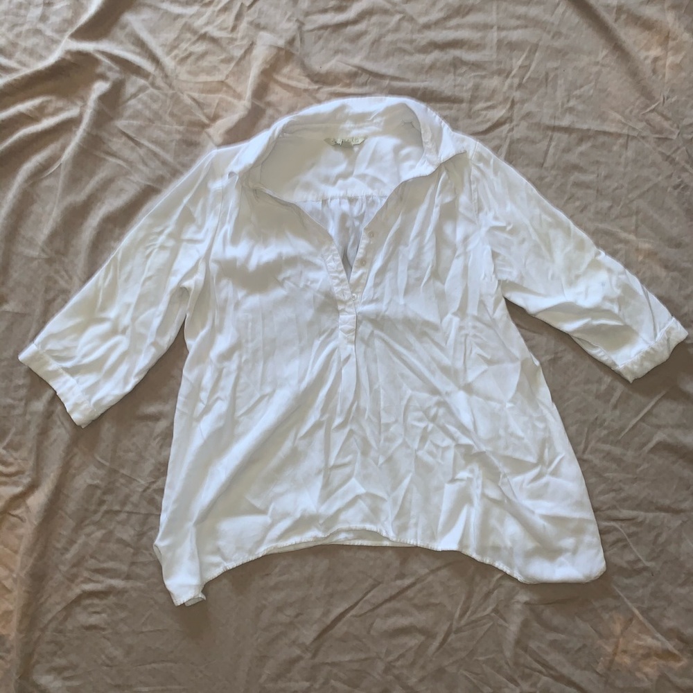 White Quarter Sleeve Women’s Button Up